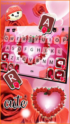 Rosy Hearts Keyboard Background screenshot