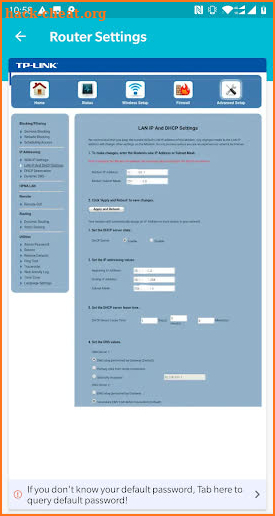 Router Admin Setup Control - Setup WiFi Password screenshot