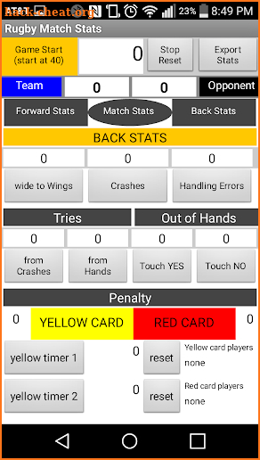 Rugby Match Stats screenshot