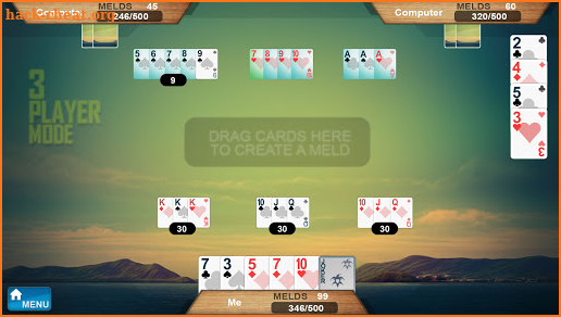 Rummy 500 card offline game screenshot