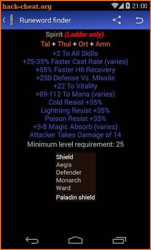 Runeword finder for Diablo II screenshot