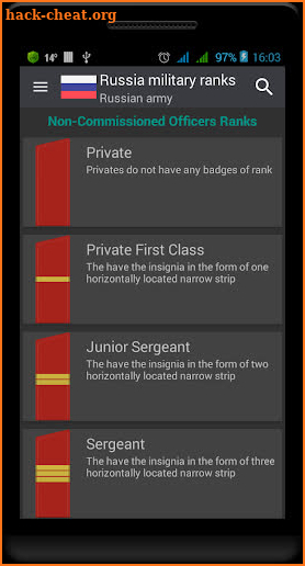 Russian military ranks screenshot