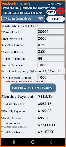 RV Loan Payment Calculator Pro screenshot