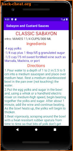 Sabayon and Custard sauces screenshot