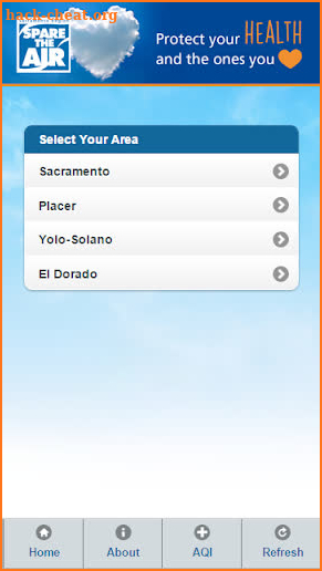 Sacramento Region Air Quality screenshot