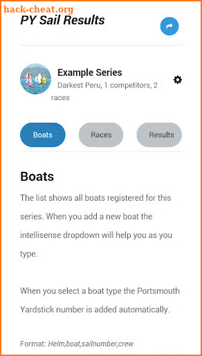 Sail Results (Portsmouth Yardstick 2021) screenshot