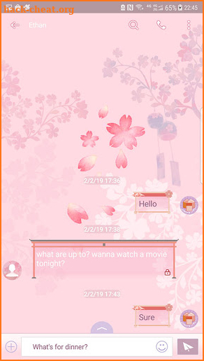 Sakura and wind chimes skin for Next SMS screenshot