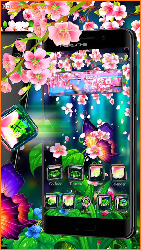 Sakura Glass Tech 3D Theme screenshot