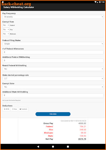 Salary Withholding Calculator screenshot