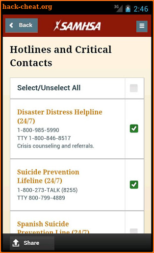 SAMHSA Disaster App screenshot