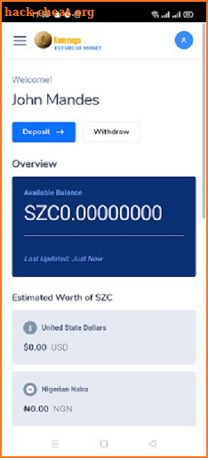 Samzuga wallet 2021 screenshot