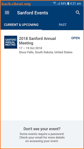 Sanford Health Events screenshot