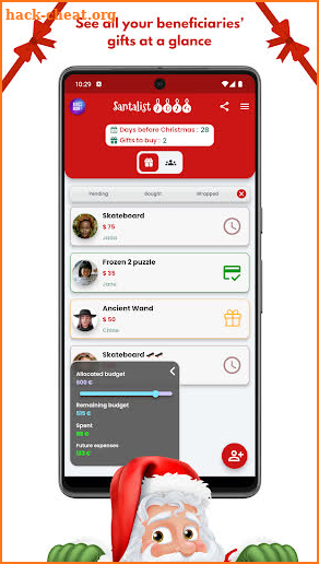 Santalist Christmas gift list screenshot