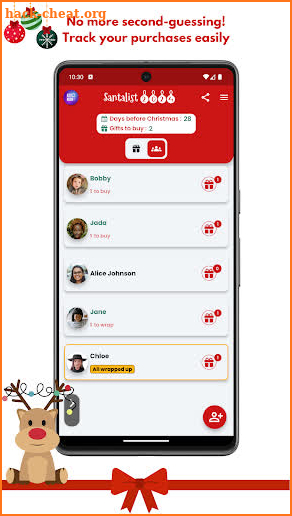 Santalist Christmas gift list screenshot