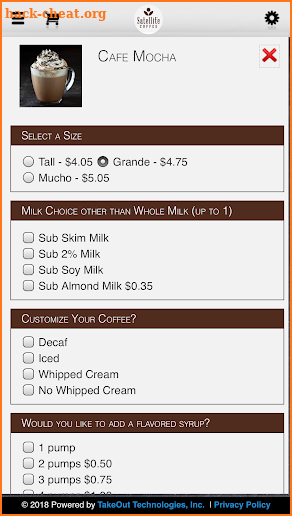 Satellite Coffee Online Ordering screenshot