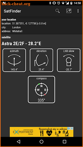 Satellite director/satellite finder screenshot