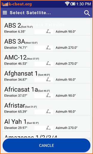 Satfinder (dishpointer) with Gyro compass screenshot