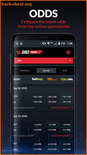 SBD Odds screenshot