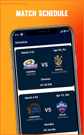 Schedule for IPL 2021 screenshot