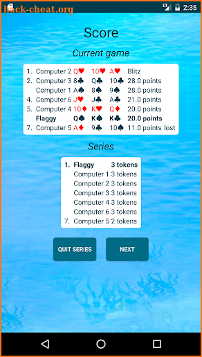 Schwimmen Deluxe (card game) screenshot