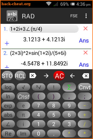 Scientific Calculator with Complex Numbers screenshot