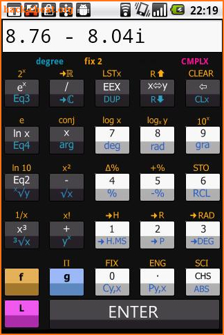 Scientific RPN calculator screenshot