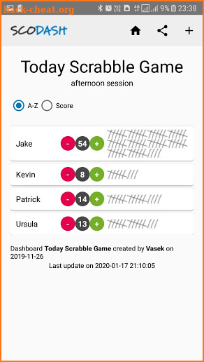 Scodash - online scoring boards screenshot
