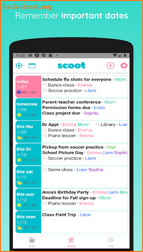 Scoot Family Organizer screenshot