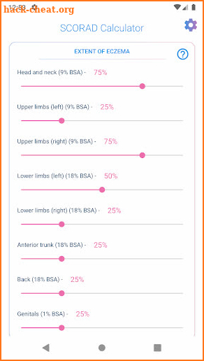 SCORAD - SCORing Atopic Dermatitis Calculator screenshot