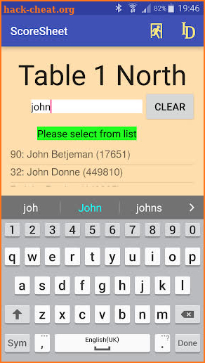 ScoreSheet for Duplicate Bridge screenshot