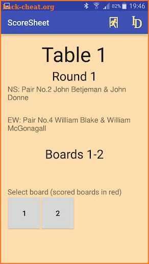 ScoreSheet for Duplicate Bridge screenshot