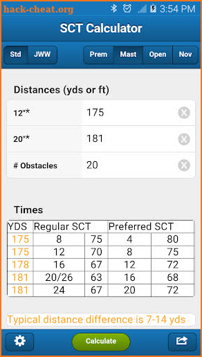 SCT Calculator screenshot