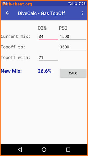 SCUBA Dive Calc screenshot