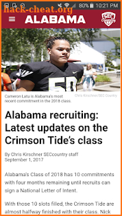 SEC Country:Team-Specific News screenshot