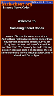 Secret Codes of Samsung Mobiles screenshot