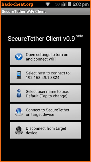 SecureTether Client - Android WiFi tethering screenshot