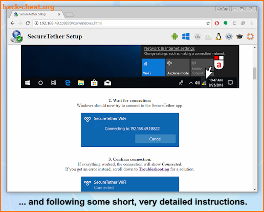 SecureTether WiFi - Secure no root mobile hotspot screenshot