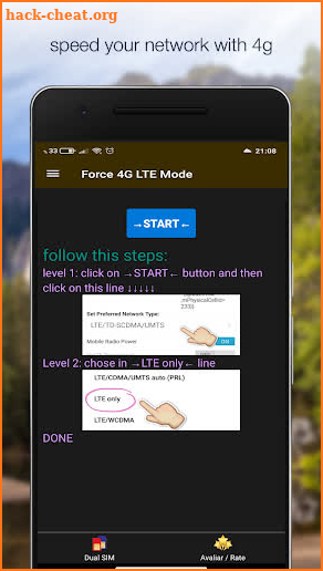 Select and Force 4G only WCDMA and LTE only screenshot