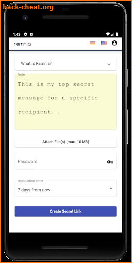 Self Destructing Text Messages & Files - Ramnia screenshot