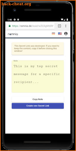 Self Destructing Text Messages & Files - Ramnia screenshot