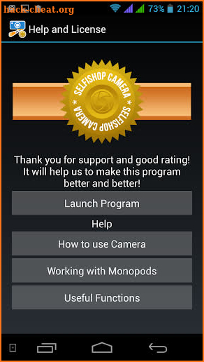 Selfishop Camera License screenshot