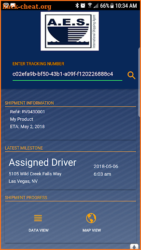 SensorTransport AES Order Tracking screenshot