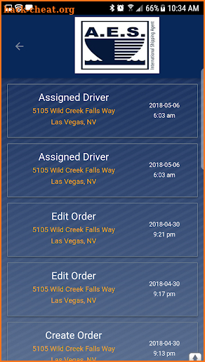 SensorTransport AES Order Tracking screenshot