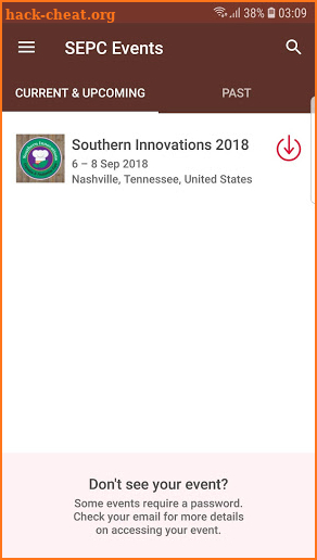 SEPC Events screenshot