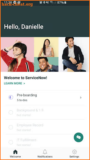 ServiceNow Onboarding screenshot