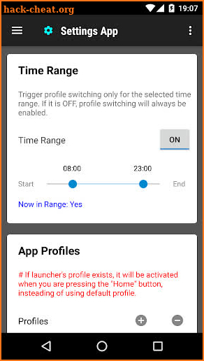 Settings App screenshot