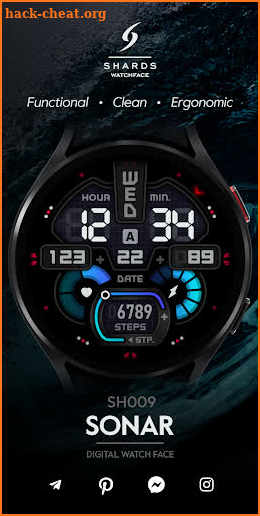 SH009 Watch Face, WearOS watch screenshot