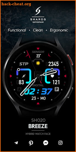 SH020 Watch Face, WearOS watch screenshot