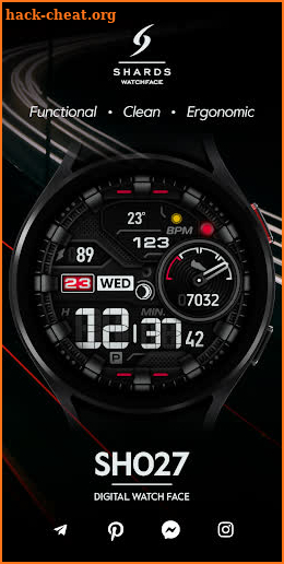 SH026 Watch Face, WearOS watch screenshot