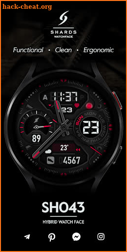 SH043 Watch Face, WearOS watch screenshot